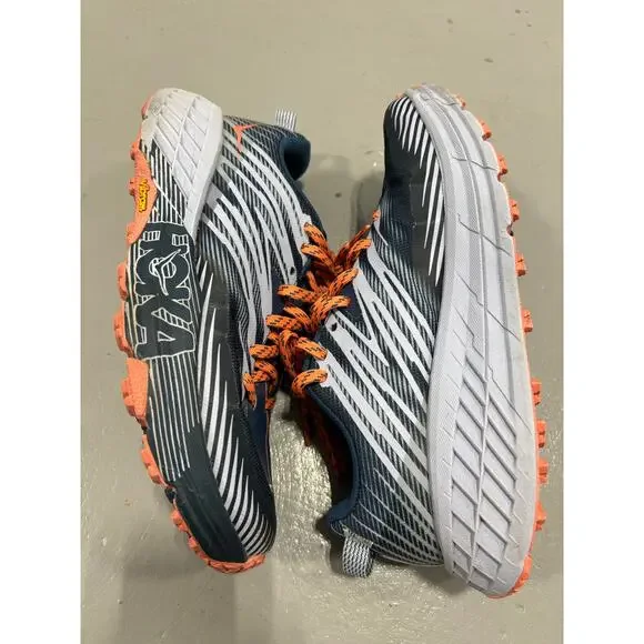 HOKA ONE ONE Women's Speedgoat 4 Vibram Sole Trail Running Shoes size 8 Navy - Picture 3 of 7